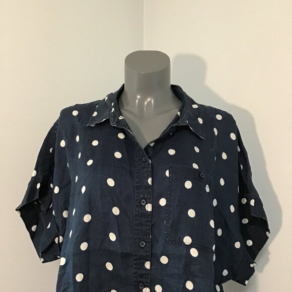 Marks & Spencer Pure Linen Polka Dot Shirt  Size 18 - Picture 3 of 14